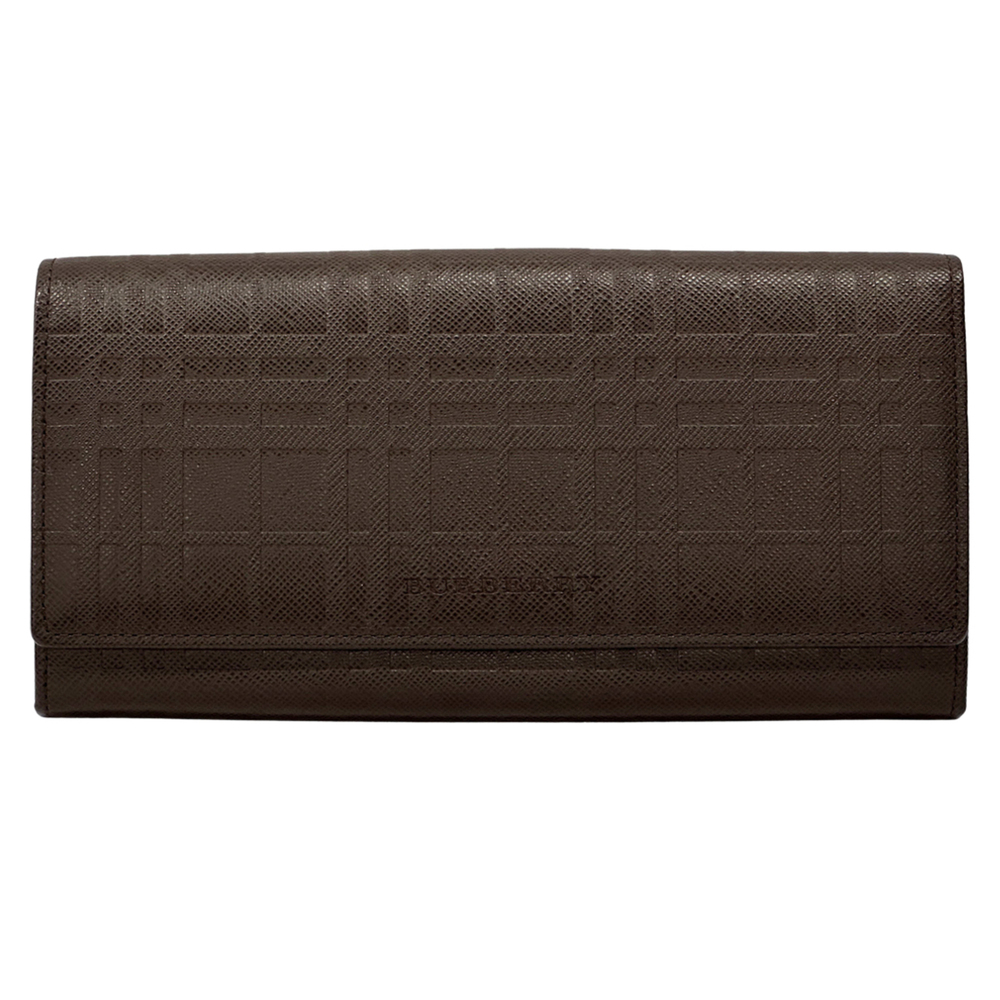 Burberry wallet for women and men, brand name, long wallet, leather, brown ch...